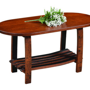 Oval Coffee Table with Stave Shelf