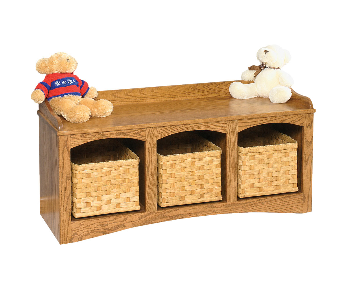 Mission Bench With Baskets