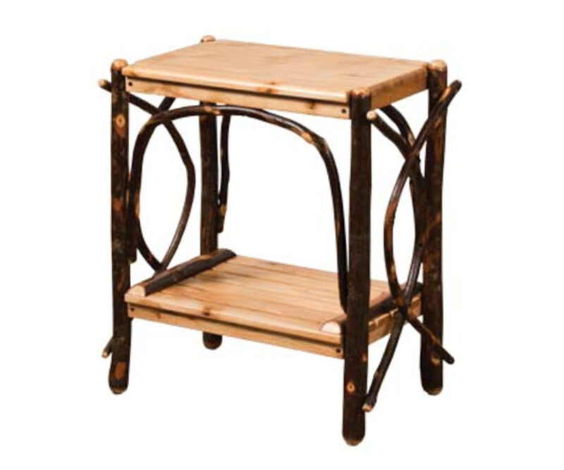 End Table With Solid Top And Slatted Shelves