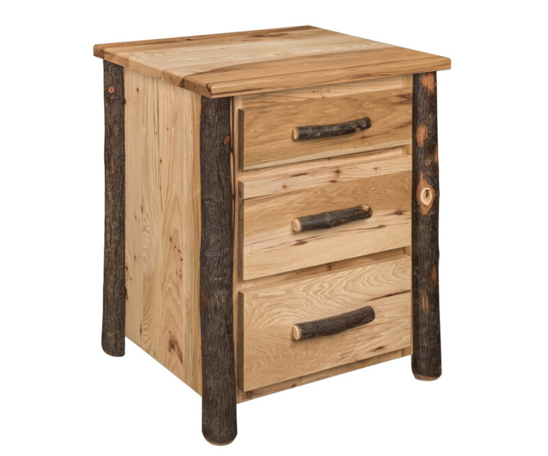 Wagon Wheel Hickory 3 Drawer Nightstand