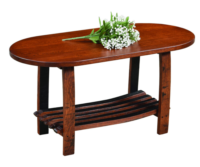 Oval Coffee Table with Stave Shelf